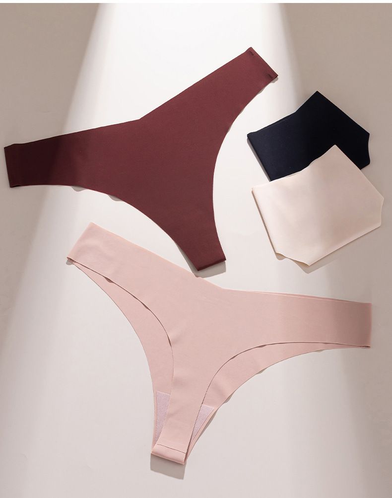 European And American Seamless Ice Silk T Shaped Pants For Women Low Waist Large Size Briefs Breathable Yoga Sports Underwear For Women_voghion.com
