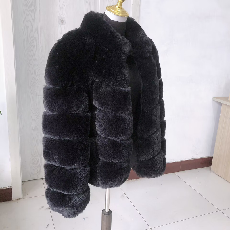 Damen Kunstpelzmantel Winter Wärme Pelzmantel mit quadratischem Kragen Design Mode Damen Kunstpelzjacke Flauschige Jacke_voghion.com