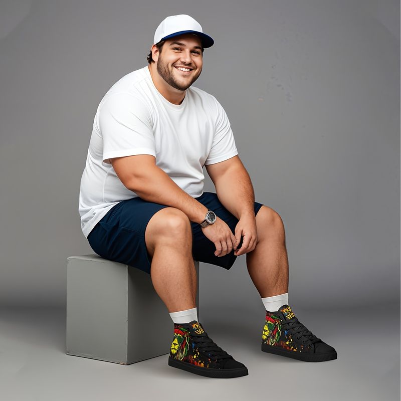 Baskets montantes pour homme motif lion avec lunettes : toile résistante, lacets confortables et antidérapants. Pour l'extérieur, la marche, le jogging et les voyages. Toutes saisons._voghion.com