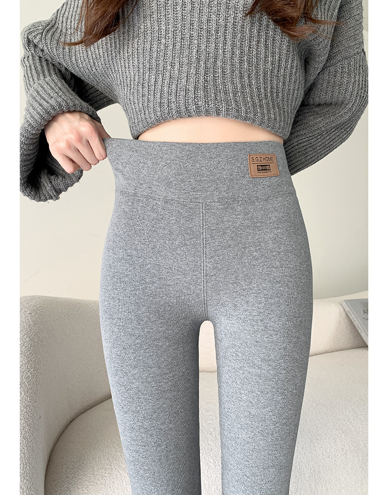 Women wear winter plus velvet padded plus size high waist abdomen warm pants_voghion.com