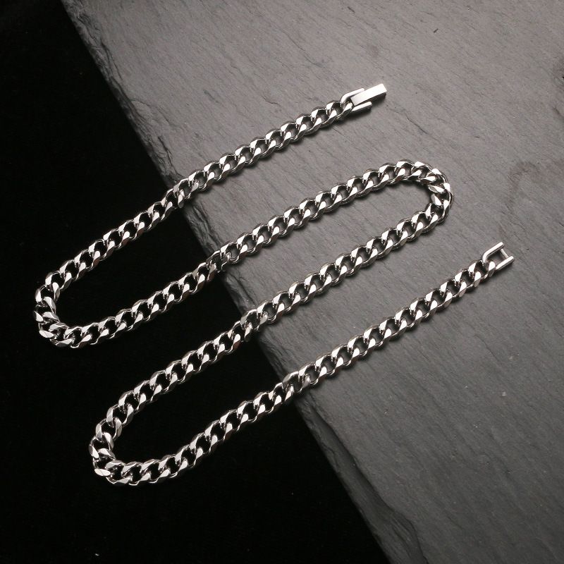 Fashion Cuban Chain Non-Fading Jewelry Clasp Stainless Steel Unisex Personality Street Style Necklace_voghion.com