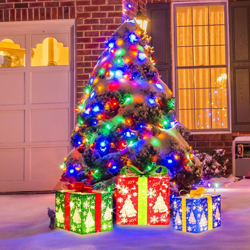 Juego de luces navideñas de PVC con caja de pilas: diseño de globo ocular y árbol para decorar fiestas._voghion.com