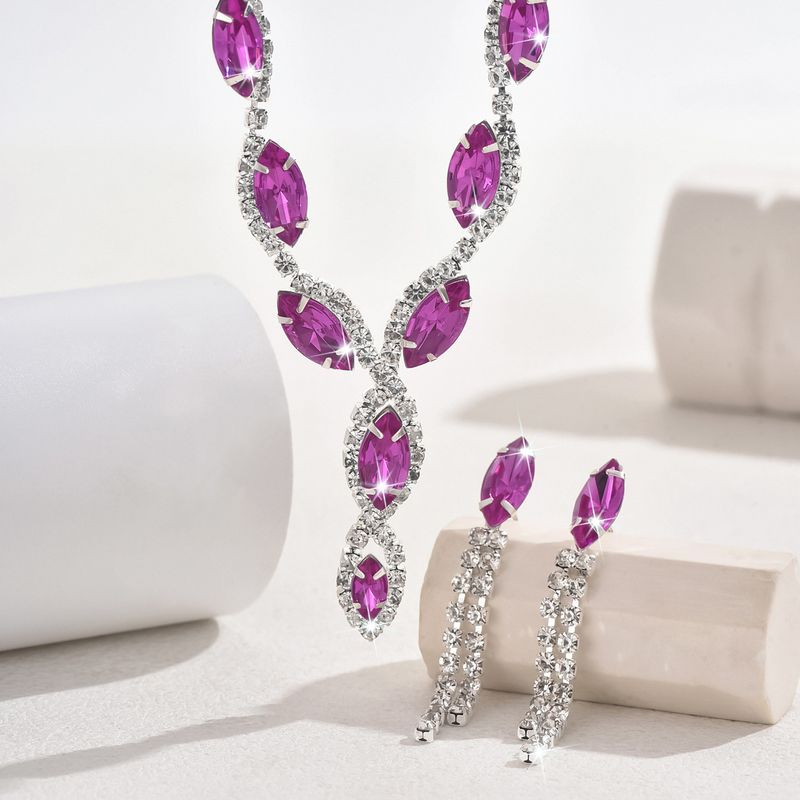 Gioielli personalizzati con collana a forma di occhio di cavallo, orecchini a goccia, nappe e set da sposa_voghion.com