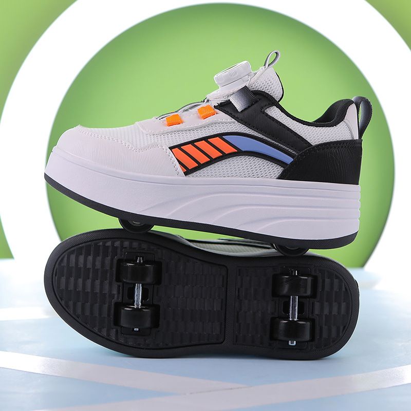 Vierwielige lichte kinderzomer ademende schaatsen onzichtbare dubbele rij roller jongens meisjes sportschoenen_voghion.com