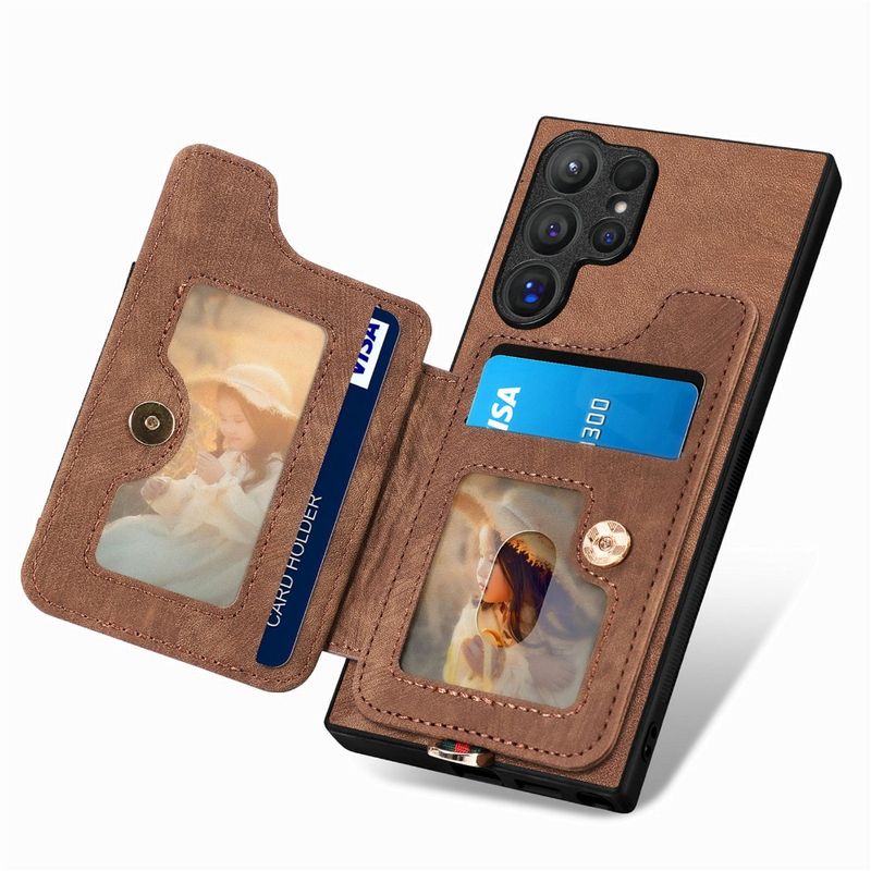Yüzük Tutucu Bilek Kayışı Telefon Kılıfı Samsung Galaxy S24 S23 FE S25 S22 Ultra Plus A16 A06 A36 A56 A55 Cüzdan Kart Yuvası Kapağı_voghion.com