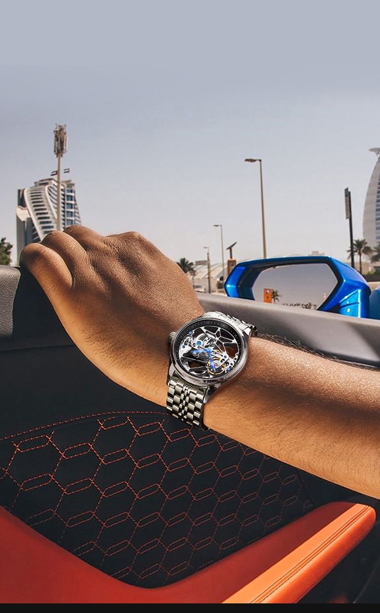 AILANG Fashion Skeleton Mechanical Watch Top Brand Luxury Men's Steampunk Transparent Hollow Automatic Watch Relogio Masculino_voghion.com
