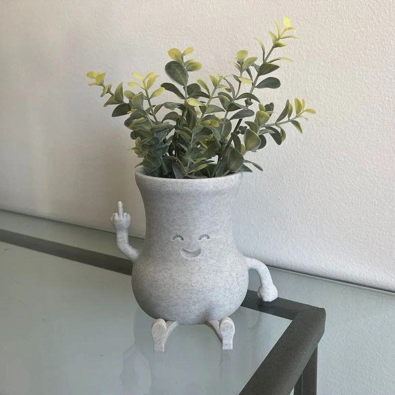 Nowoczesna doniczka w kształcie środkowego palca – doniczka na sukulenta z uśmiechniętą buźką, idealna do dekoracji ogrodu i rękodzieła._voghion.com