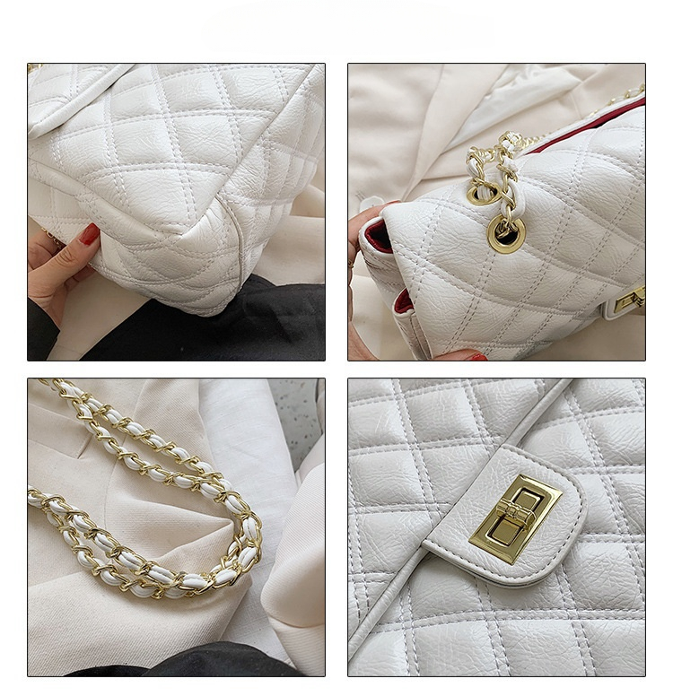 Texture di nicchia in stile designer con un tocco avanzato, piccola borsa con catena a griglia Xiangling, borse da donna trendy con tracolla diagonale a spalla singola_voghion.com