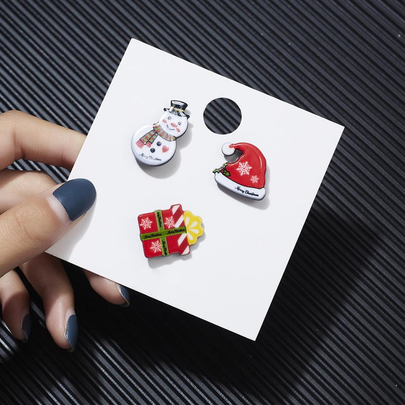 Christmas collection New Santa Claus crutch Elk acrylic Christmas paper card brooch set ornaments_voghion.com