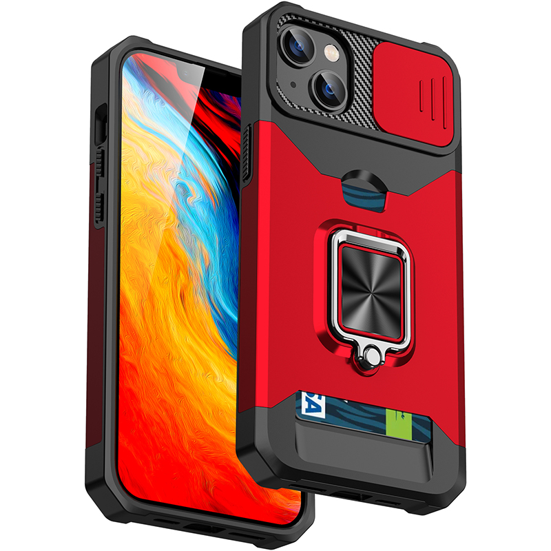 Slide Camera Lens Protector Armor Case für iPhone 15 13 14 11 12 Pro Max 13Mini XR X XSMAX 7 8 6 Plus SE2 Kartensteckplatz Military Grade Bumpers Ring Cover_voghion.com