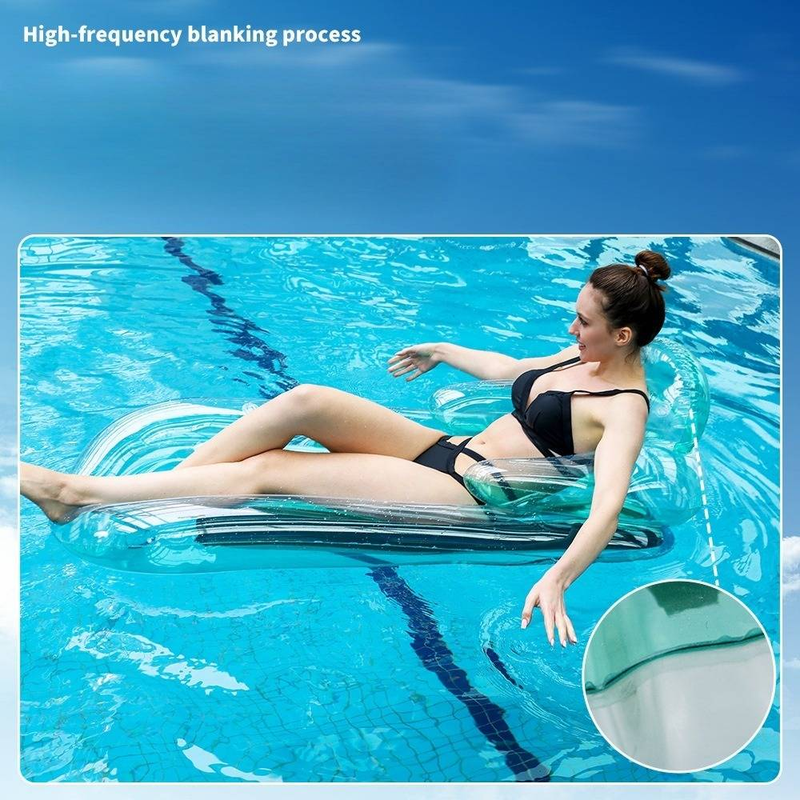 Clear PVC Inflatable Lounge Oversized Transparent Floating Mat For Pool Beach Ultra Comfortable Water Hammock With Reinforced Seams For Adults_voghion.com