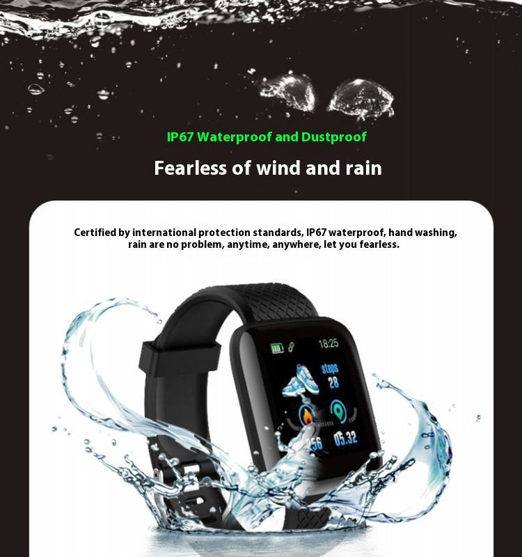 116Plus Smart Fitness Tracker With Heart Rate & Blood Pressure Monitor, Bluetooth Step Counter, IP67 Waterproof_voghion.com