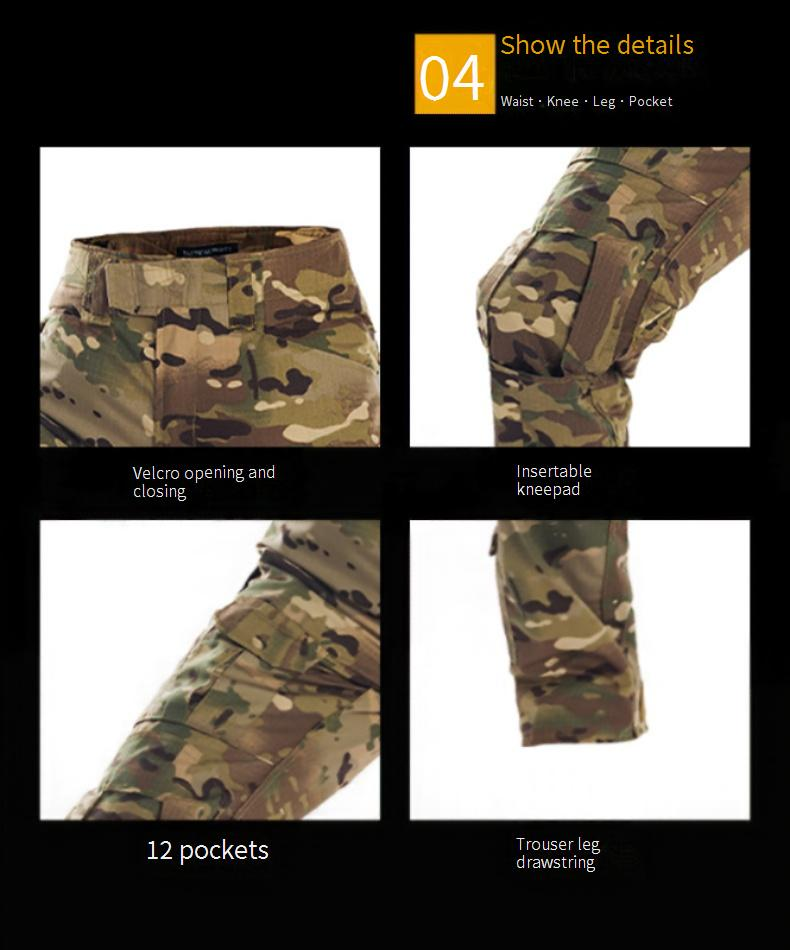 Tactical Frog Suit Men's Camo Combat Uniform Set - Long Sleeve Multicam Outdoor Training Gear With Breathable Fabric For Hiking & Survival_voghion.com