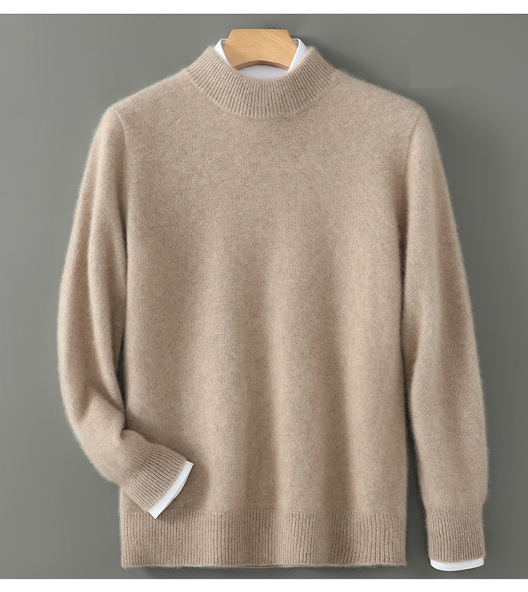 First Line Ready Made 100 Wool Sweater Men's Half High Collar Thickened Autumn And Winter Loose Pullover Sweater Knitted Bottoming Shirt_voghion.com