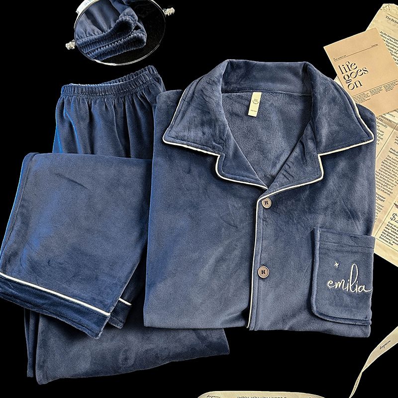 Underwear & Sleepwears Men's Fleece Loungewear Set - Winter Warm Coral Fleece Pajamas With Thick Plush, Comfortable Sleepwear & Home Outfit_voghion.com