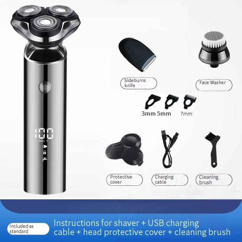 Multi-Grooming Electric Shaver For Men – 3D Floating Heads, 80-Min Runtime, USB Charging, Waterproof & All-in-One Kit (LED Display)_voghion.com