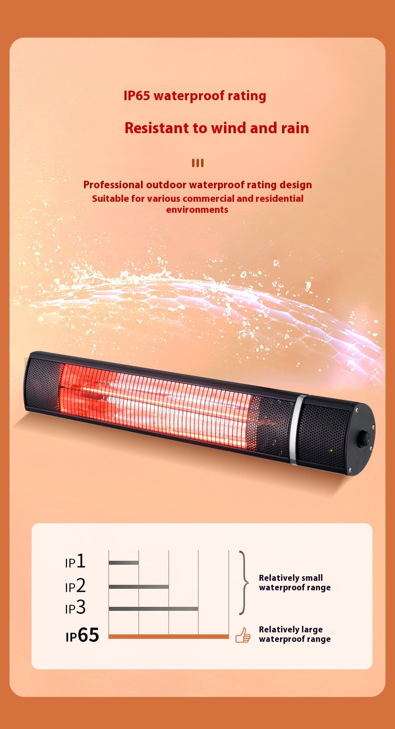 An der Wand montierter Terrassenheizer für den Außenbereich, 2000 W elektrischer Heizstrahler aus Goldgraphen mit Fernbedienung und verstellbarem Ständer, 3 Heizstufen und 2-8-Stunden-Timer_voghion.com