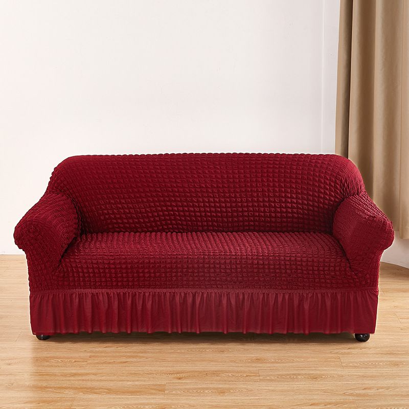 Stretchable Polyester Sofa Cover Set With Ruffle Skirt - Full Coverage Slipcovers For 1/2/3-Seater Couches (Multiple Colors & Sizes)_voghion.com