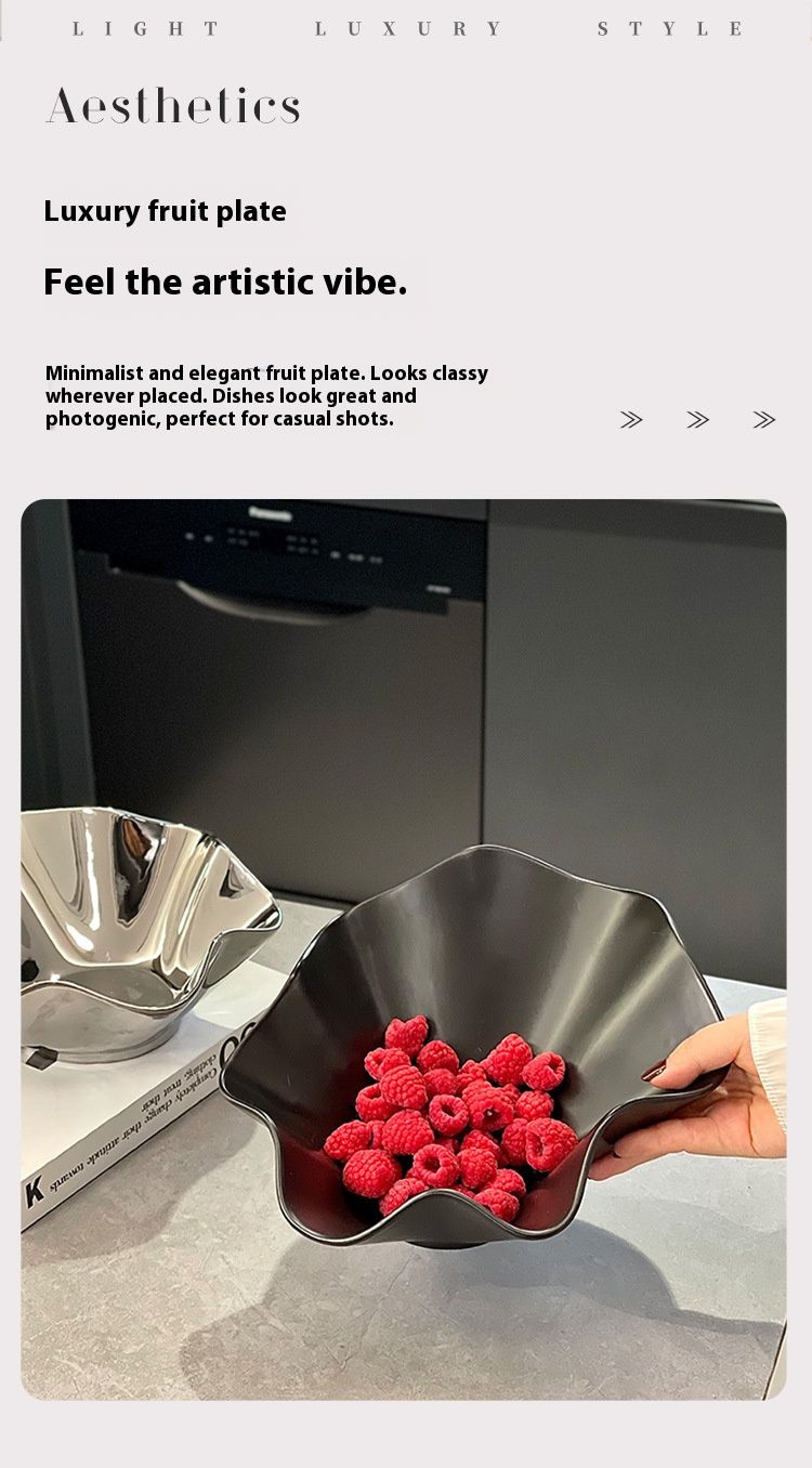 Modern Metallic Fruit Bowl – Elegant Large Capacity Serving Dish For Fruits, Nuts & Snacks (Gold/Silver)_voghion.com