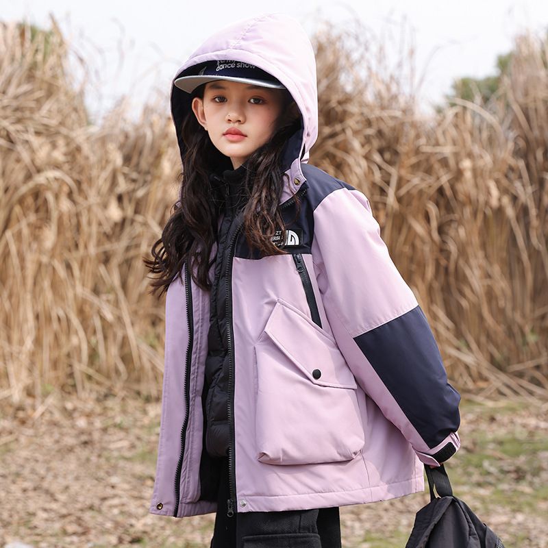 Boys' 3-in-1 Winter Jacket – Waterproof Snow Coat With Detachable Down Layer (Purple/Gray, Sizes 130-170cm, Ultra-Warm & Windproof)_voghion.com
