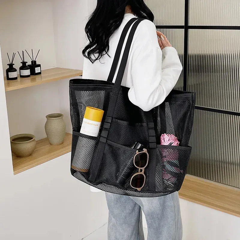 Borsa da spiaggia pieghevole e leggera, grande capacità, borsa a mano, tracolla, casual da donna 250321l_voghion.com