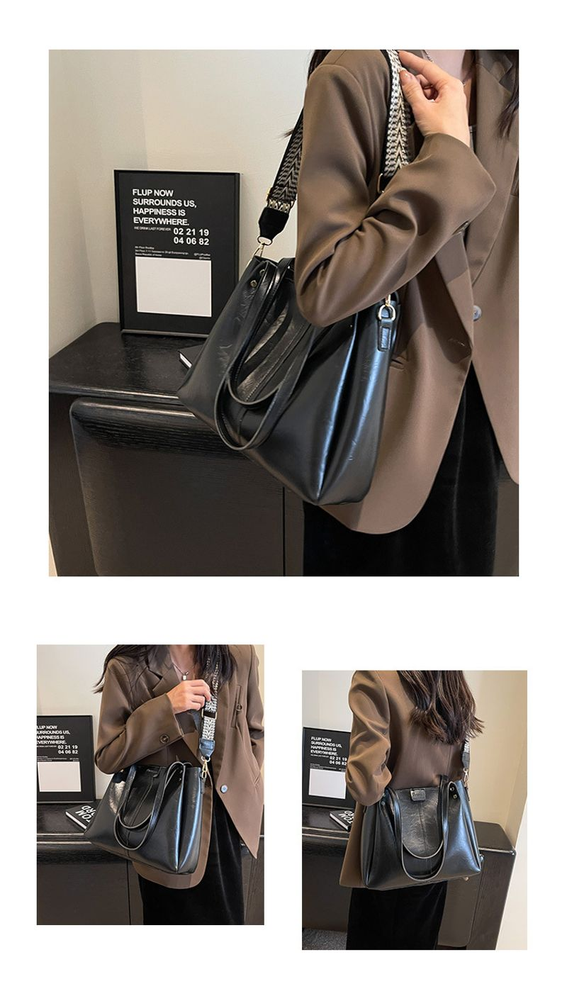 Tote per pendolari retrò di grande capacità in Europa e negli Stati Uniti 2023 nuova tracolla a tracolla con tracolla larga con texture a mano_voghion.com