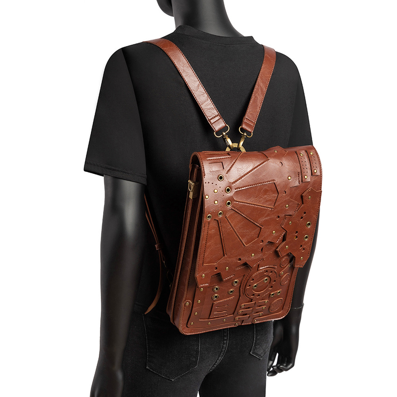 Steampunk Retro Gear Backpack Women's Schoolbag Shoulder Crossbody Bag_voghion.com