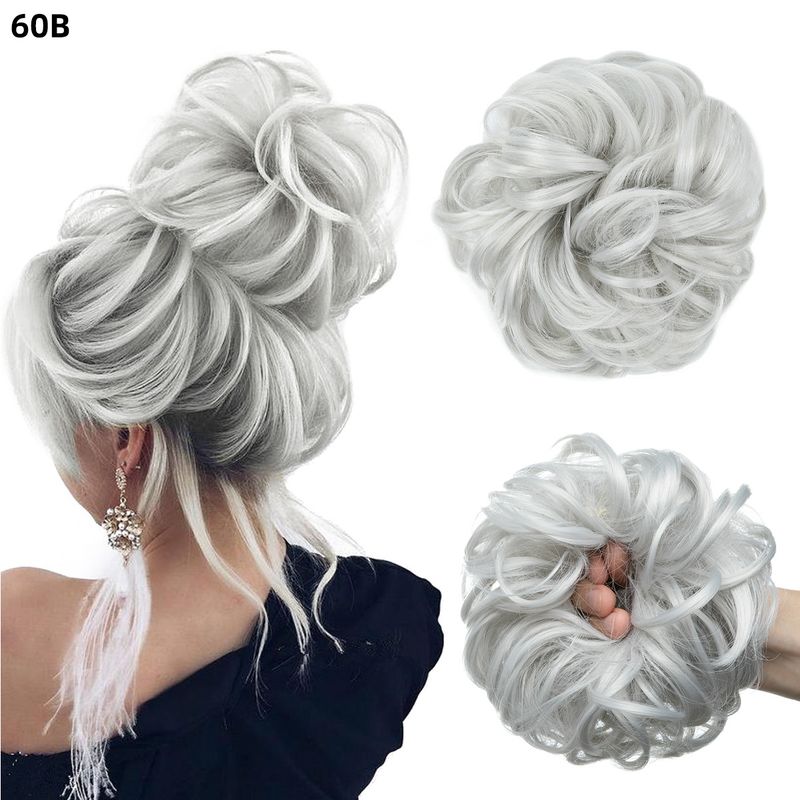 wig female flower bud ball head chemical fiber invisible fluffy natural long beard wig hair ring_voghion.com