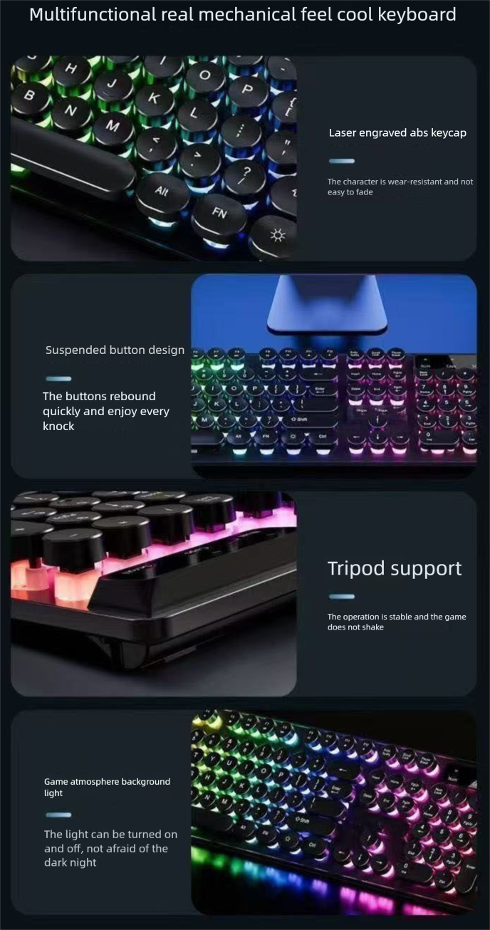 Wrangler Punk Mechanisches Tastatur-Headset mit Kabel E-Sport Gaming Desktop Laptop_voghion.com