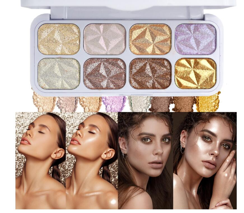 Neue INSFANY8 Farbdiamant-Highlight-Lidschatten-Tablett Perle dreidimensionale konturierende Make-up-Verbesserung_voghion.com