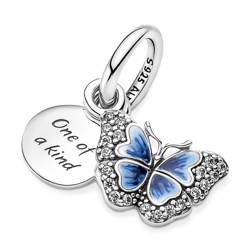 Blue Butterfly & Quote Double Dangle Charm_voghion.com