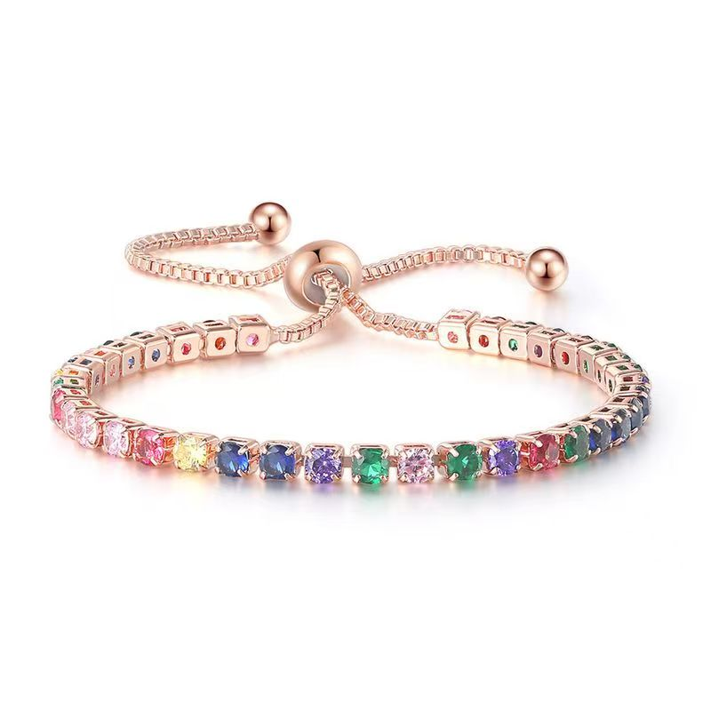 Hazy moon explosif coloré Zircon Bracelet femme plein de diamants chaîne de tennis en cristal réglable_voghion.com