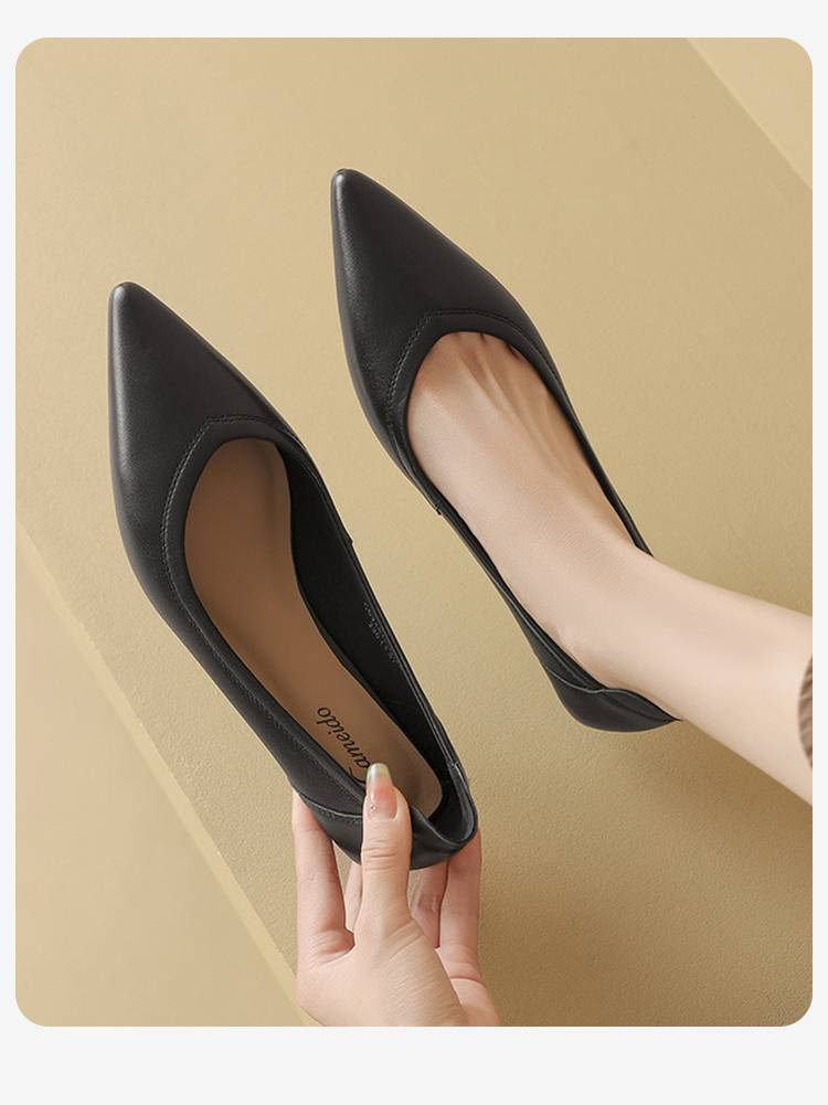 Cameido Pumps mit spitzer Spitze und niedrigem Absatz für Damen. Diese Schuhe sind ideal für den Frühling und eignen sich perfekt für den Weg zur Arbeit und den Berufsweg._voghion.com