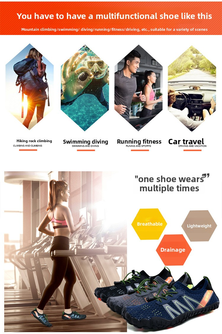Scarpe da avventura unisex ad asciugatura rapida – Sneakers leggere e antiscivolo per escursionismo, corsa e sport acquatici (tessuto elastico traspirante)_voghion.com