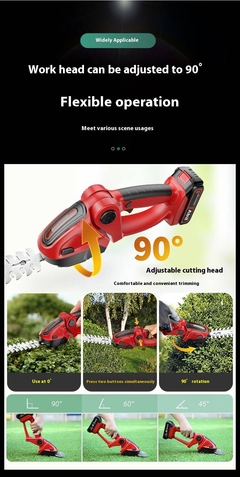 24V Cordless Electric Hedge Trimmer, Lightweight Single-Hand Operation For Home Garden Shrubbery, Grass & Branch Cutting_voghion.com