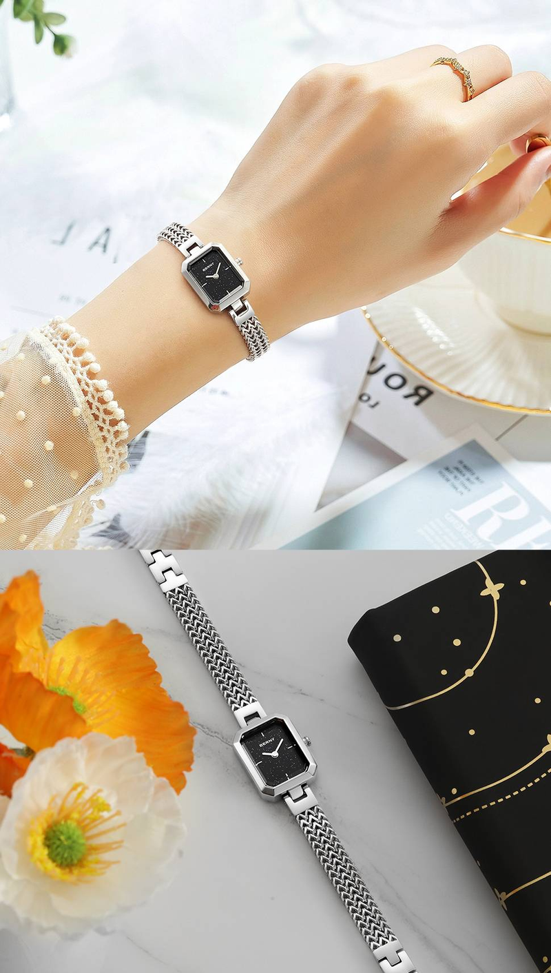 BERNY Small Gold Watches For Women Dainty Luxury Ladies Analog Quartz Bracelet Watch Rectangular Case Stainless Steel Waterproof Minimalist Wristwatch_voghion.com
