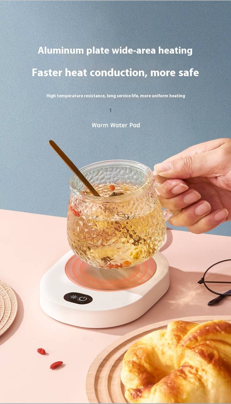 Smart Warming Cup Pad – USB-Powered Desktop Warmer For Coffee, Milk & Tea (3 Heat Settings, Auto Shut-Off, Non-Slip Base, PP Material)_voghion.com