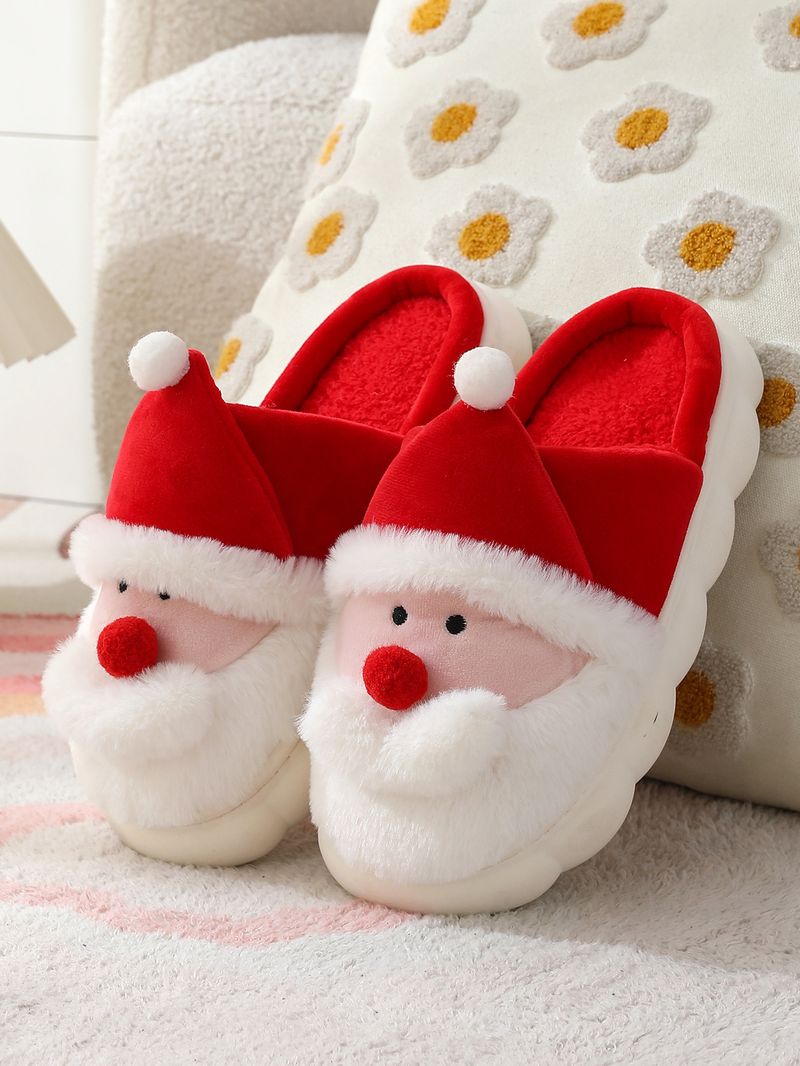 Pantofole di cotone da interno, autunno e inverno, pantofole di cotone da Babbo Natale, da uomo e da donna, calde pantofole invernali pelose per la casa_voghion.com