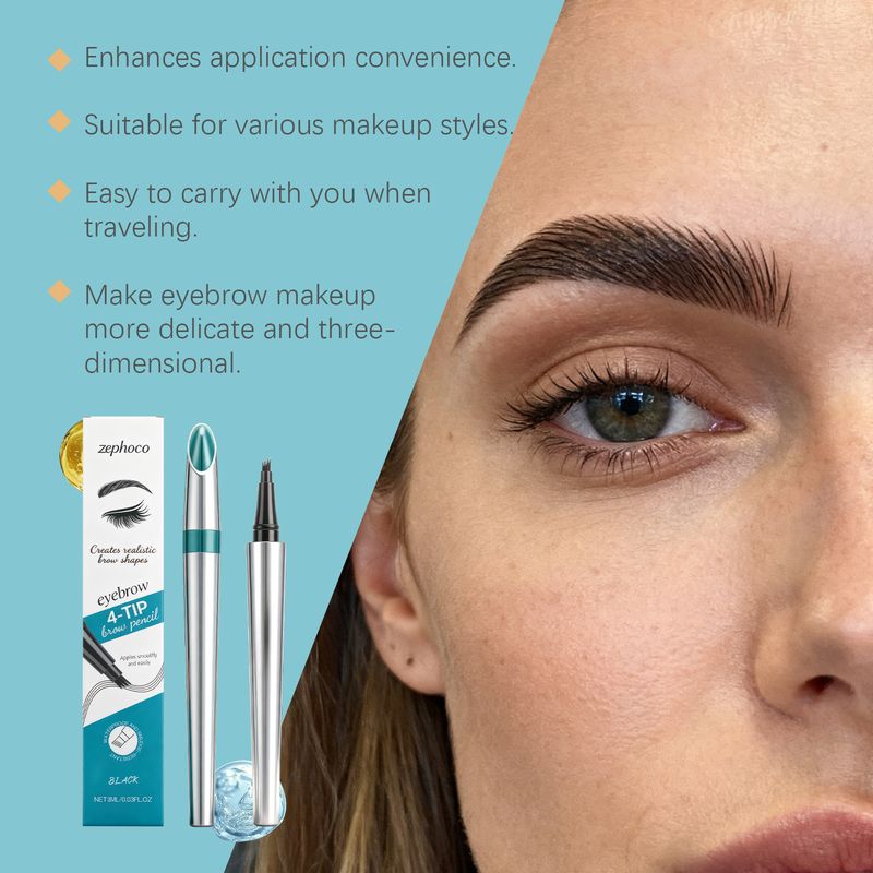 Zephoco Smudge-Proof Four-Pronged Pencil Daily Modification Wild Black Long-Lasting Waterproof Eyebrow Color_voghion.com