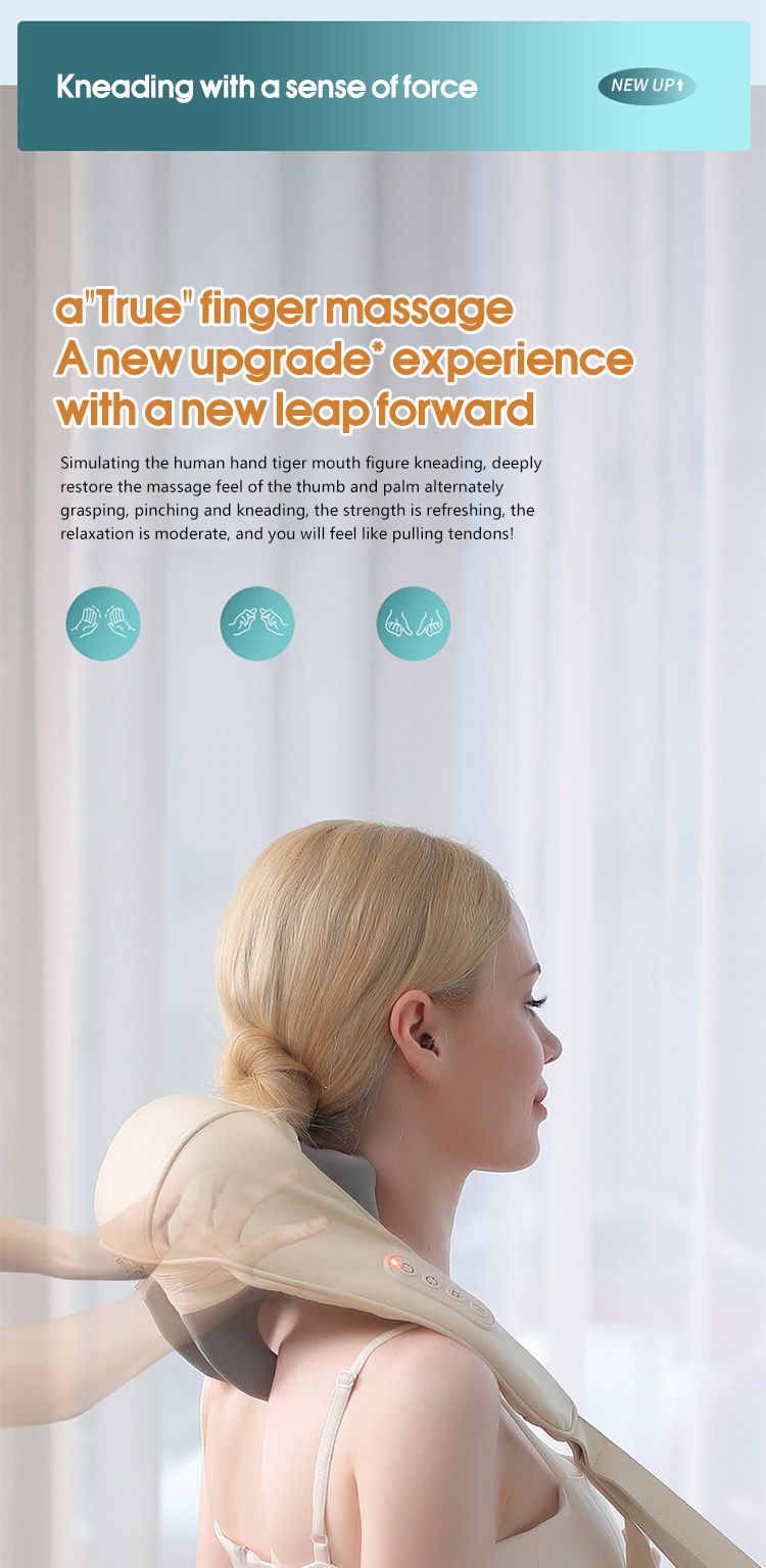 Elektrisches Massagegerät für Rückenschmerzen und Schulterschmerzen, Heißkompresse, beruhigender Massageschal zur Entspannung der Nackenmuskulatur_voghion.com