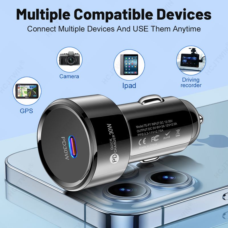 Music Festival  30W mobile phone charger PPS Type-C car PD fast charging cigarette lighter_voghion.com