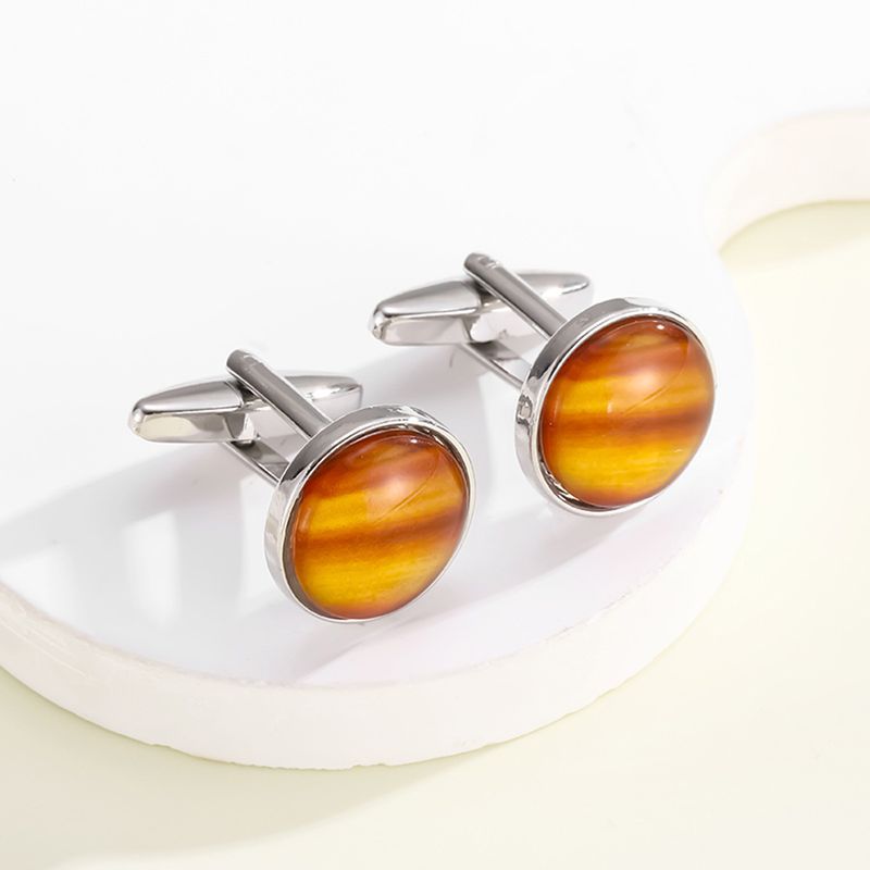 new round diamond crystal men's business cufflinks shirt cuff nails banquet alloy metal_voghion.com