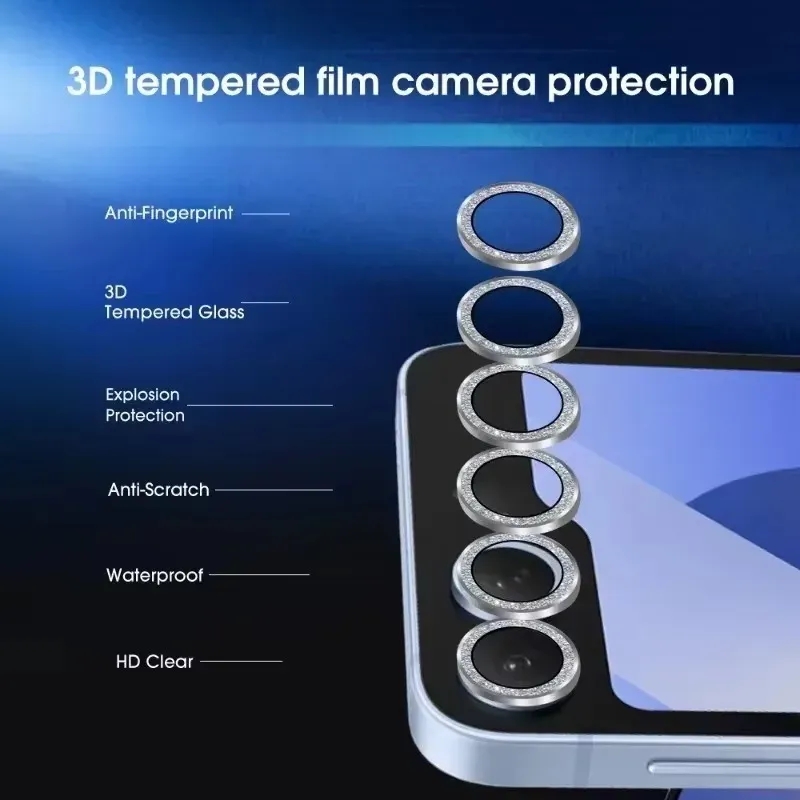 Bling Tiny Dia Alloy Camera Glass Protector For Samsung Galaxy Z Flip FOLD 7 6 5 4 3 Glitter Metal Lens Ring Cap_voghion.com