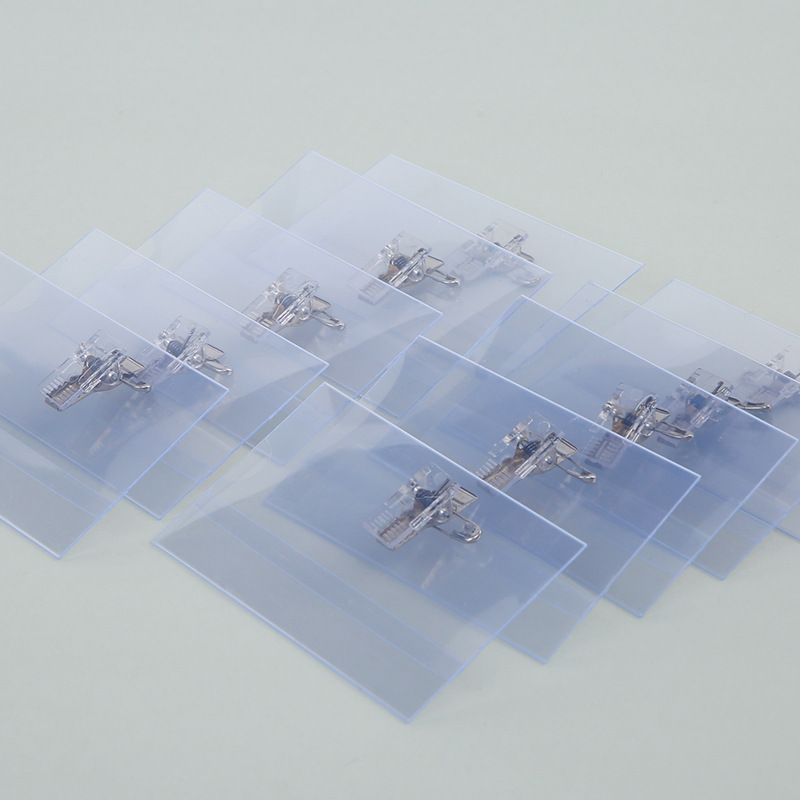PIN kártyatartó átlátszó klipsz azonosító jelvény kétoldalas névjegykártya árjelvény alkalmazotti azonosító vastagított PVC kártyatartó_voghion.com
