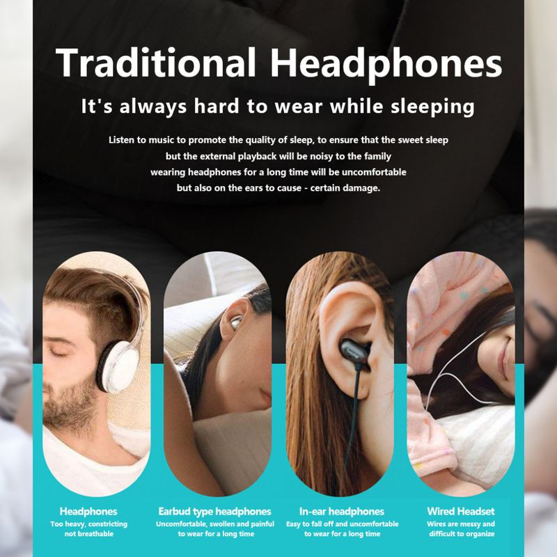 Bone Conduction Bluetooth Speaker Under Pillow MusicBox Wireless Stereo Soundbar TF MP3 Player Improves Sleep_voghion.com