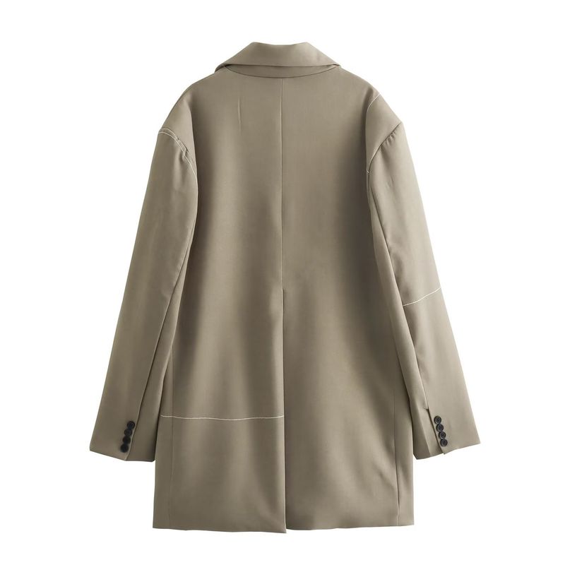 Women's autumn winter simple, fashionable, and textured large single breasted suit jacket_voghion.com