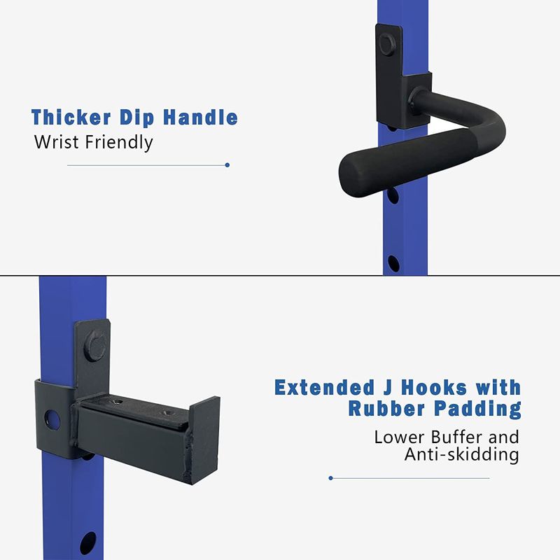 Blue Multi-functional Power Cage, Home Adjustable Pullup Squat Rack 1000Lbs Capacity Comprehensive Fitness Barbell Rack_voghion.com