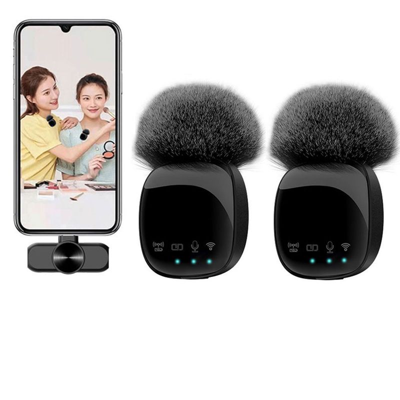 New HD Wireless Lavalier Mrophone Portable Audio Video Recording Mini for iPhone Android Live Broadcast Gaming Phone_voghion.com