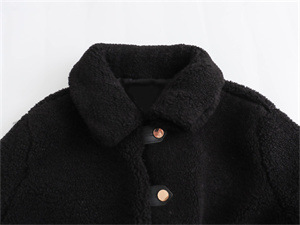 Damen-Kurzjacke aus einfarbigem Revers-Fleece aus Lammwolle_voghion.com