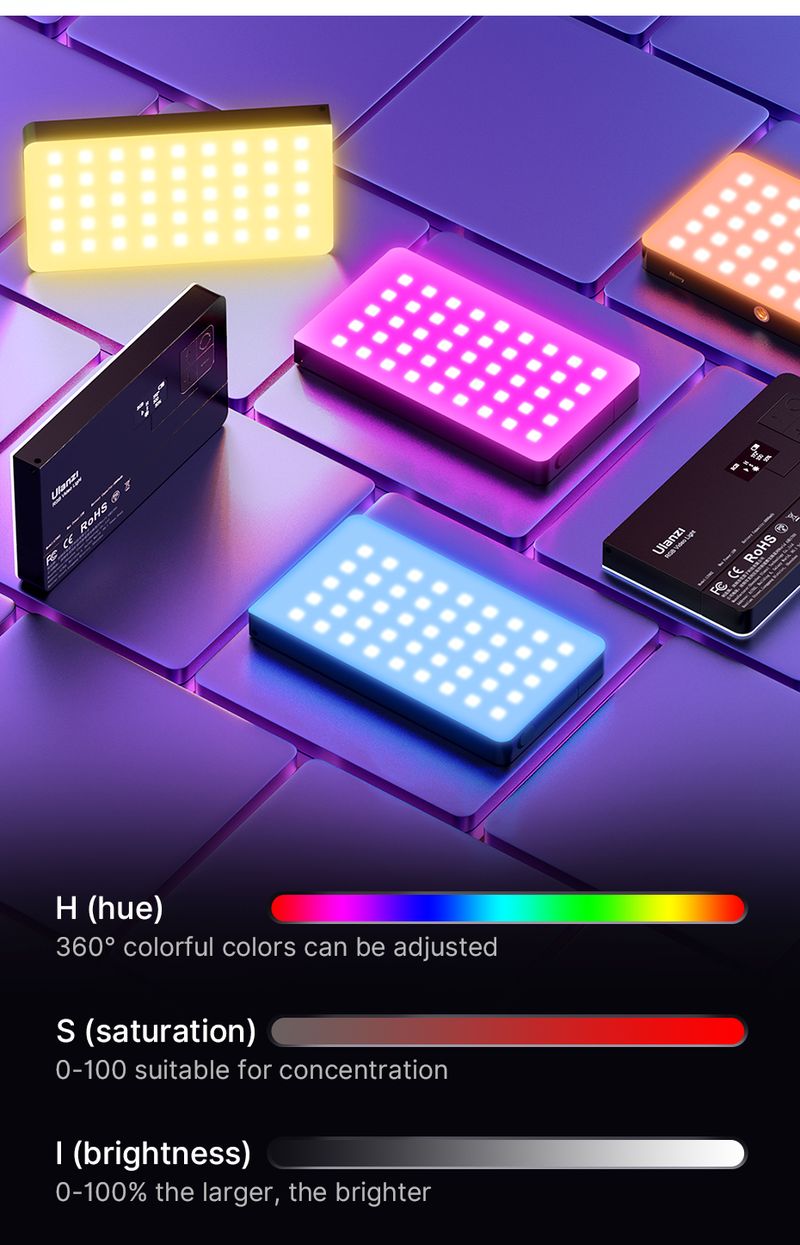 Ulanzi VL120 Full Color RGB Video 2500K-9000K LED Photography Lighting Dimmable Camera Live Vlog Fill Light_voghion.com